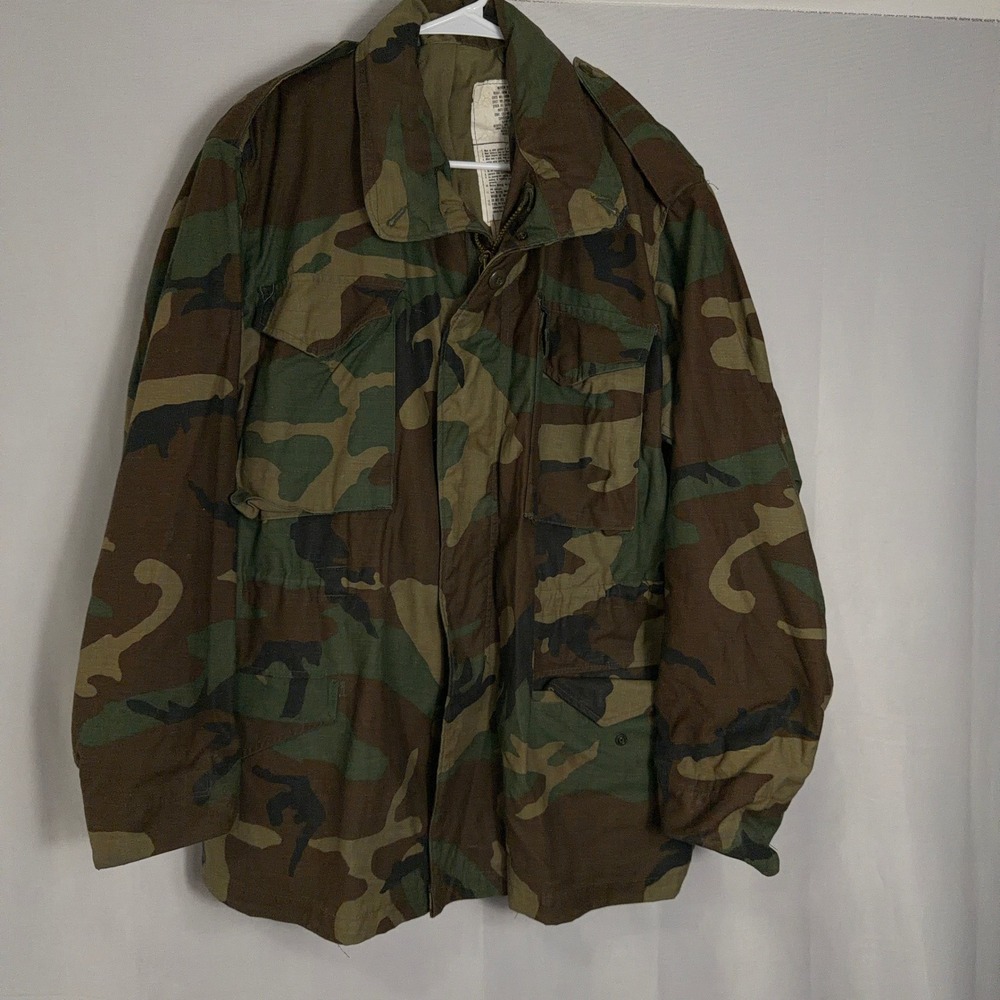 Vintage Cabela's Field Coat M-65 Woodland Camo Medium Regular Military Jacket